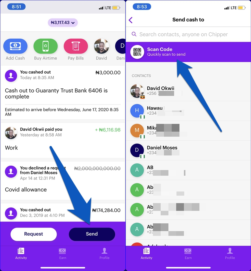 How to use Chipper cash app to send and receive payment